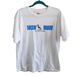 🎓 Soccer Mom White Graphic Short Sleeve Tee Shirt